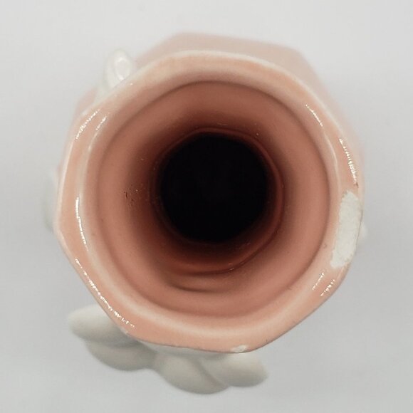 Fitz & Floyd 1982 Ceramic Peach Pink Pastel 3D White Applied Florals Bud Vase - Picture 6 of 10